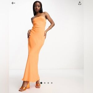 ASOS Bright Orange Strapless Dress